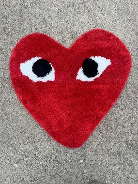 Comme des Garcons Red Heart Rug with Eye Motif